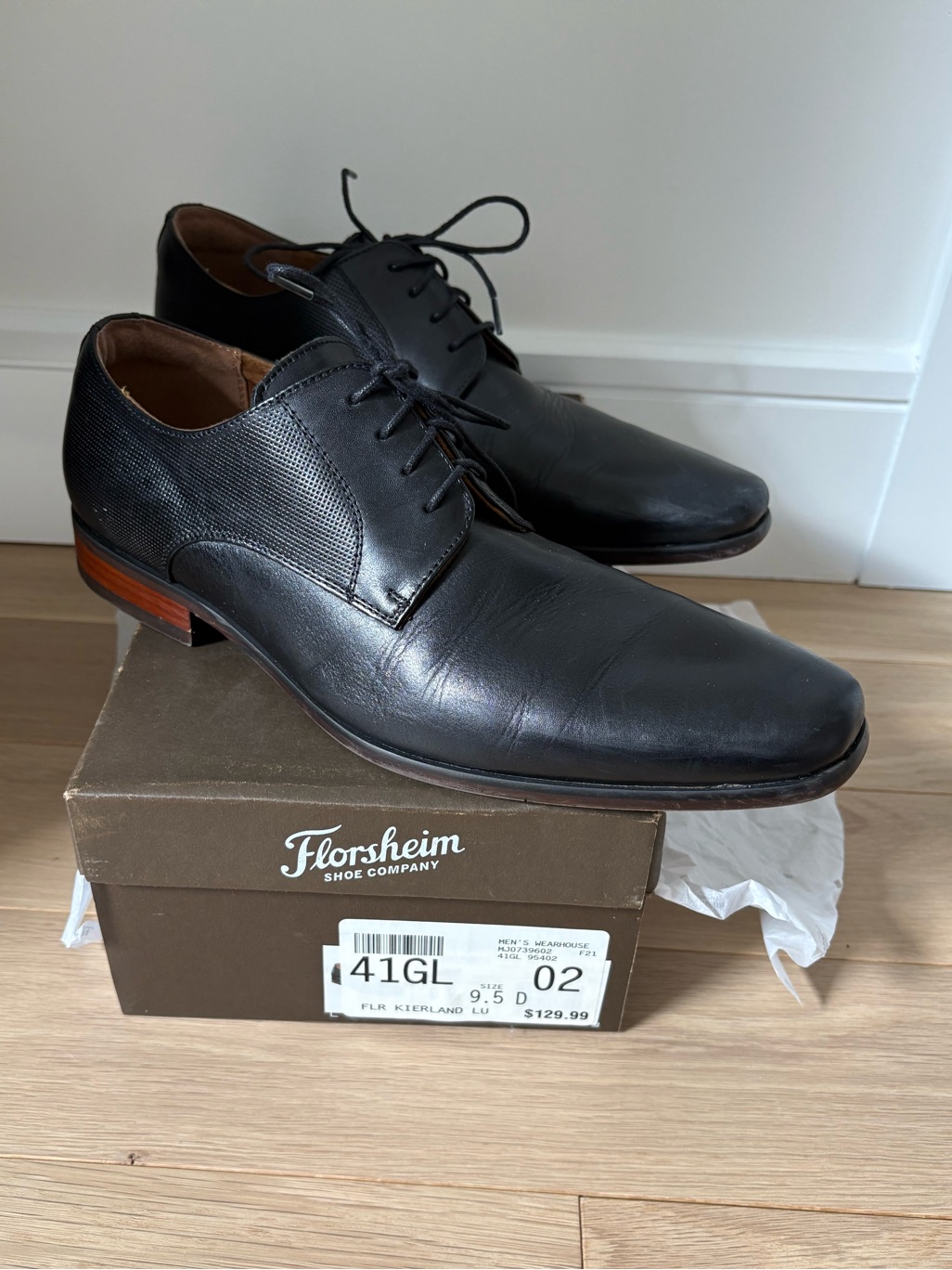 Florsheim Black Leather Lace-Up Derbys